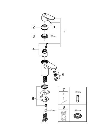 Смеситель для раковины Grohe Eurosmart Cosmopolitan 23376 00E (2337600E) хром