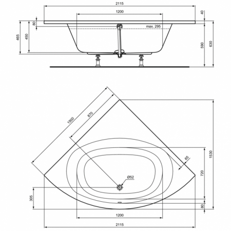 Ванна акриловая (150х150) Ideal Standard HOTLINE K275201