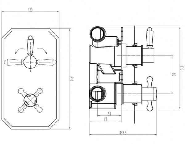 Термостат Cezares Bohemia BOHEMIA-S-VDIM-T-02-Bi