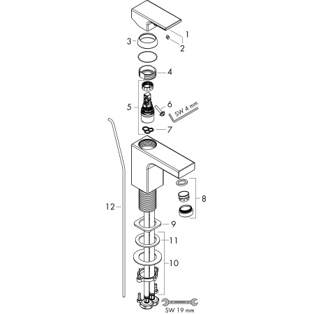 Смеситель для раковины с донным клапаном CoolStart Hansgrohe Vernis Shape 71593000 хром