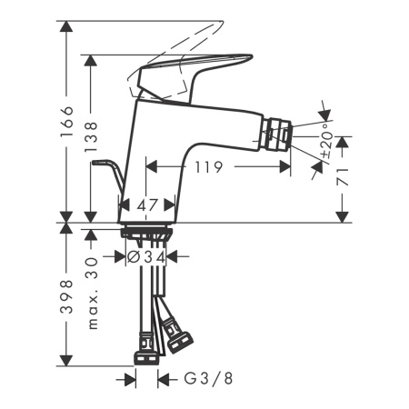 Смеситель для биде с донным клапаном Hansgrohe Logis 71204670