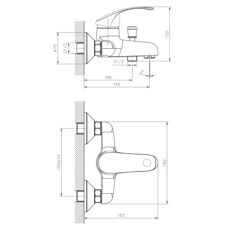 Смеситель для ванны DECOROOM DR71 DR71035