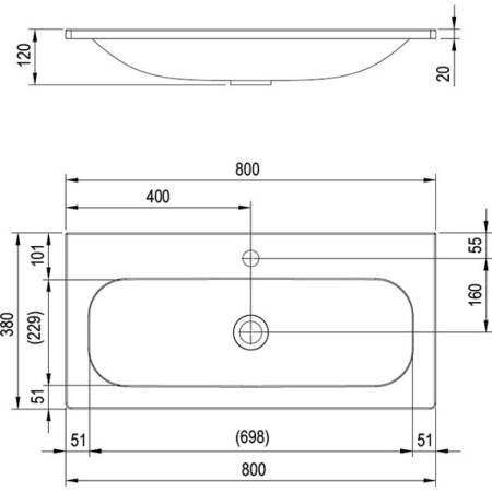 Раковина полувстраиваемая Ravak Ring 800 XJK01180000