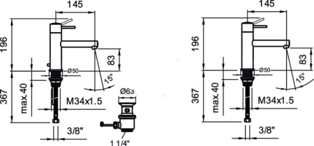 Смеситель для умывальника Laufen Twinprime 3.1113.1.004.111.1