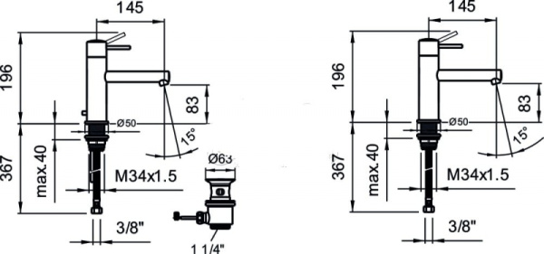 Смеситель для умывальника Laufen Twinprime 3.1113.1.004.111.1 Смеситель для умывальника Laufen Twinprime 3.1113.1.004.111.1