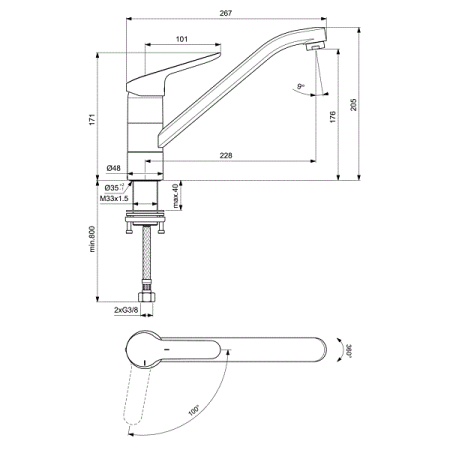 Смеситель для кухни Ideal Standard Ceraflex BC132AA, хром