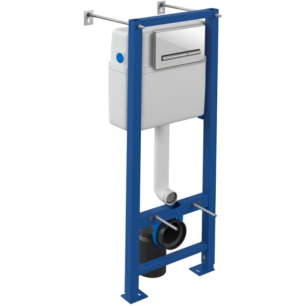 Комплект унитаза с инсталляцией Cersanit City 64439 с сиденьем микролифт и белой глянцевой клавишей смыва