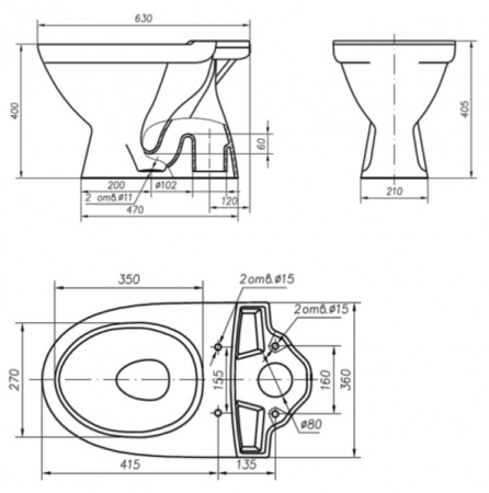 Унитаз напольный в пол IFO Frisk RS021020000