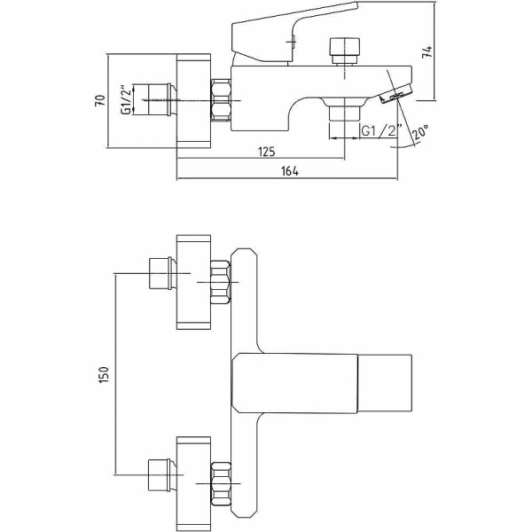 Смеситель для ванны E.C.A. Tiera 102102469C1EX