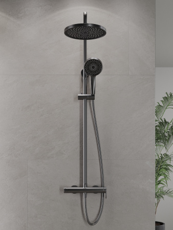 Душевая система с однорычажным смесителем для душа AGGER Sweet A2791255 оружейная сталь матовая