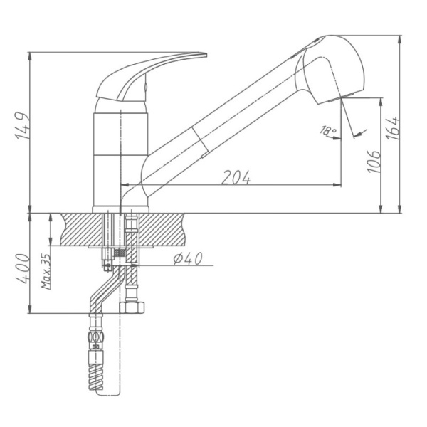 Смеситель для кухни Haiba HB6003
