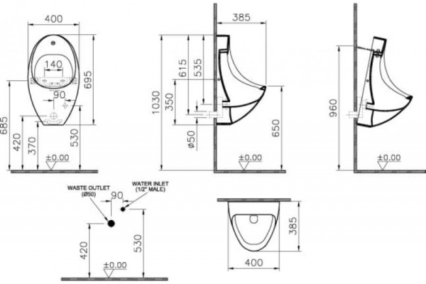 Писсуар VITRA Arkitekt 4106B003-5200