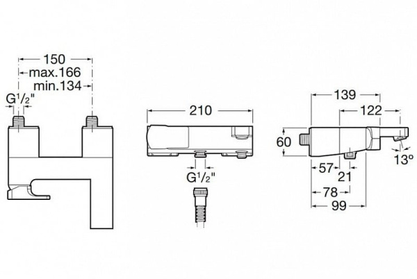 Смеситель для ванны-душа без аксессуаров Roca L90 A5A0201C00