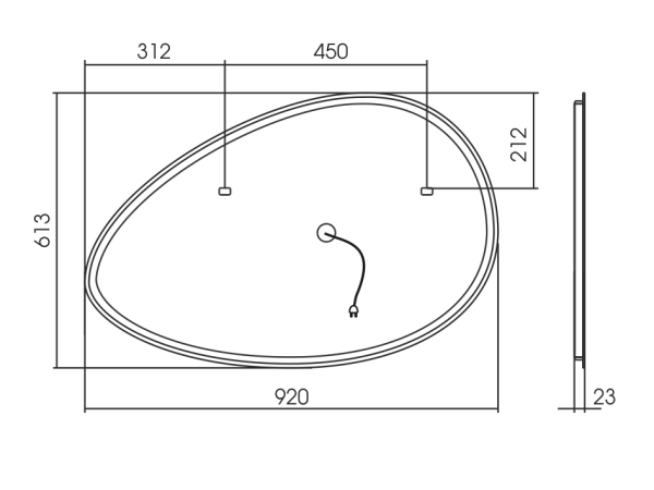 Зеркало с подсветкой (92х60) Art&Max Como AM-Com-920-600-DS-F