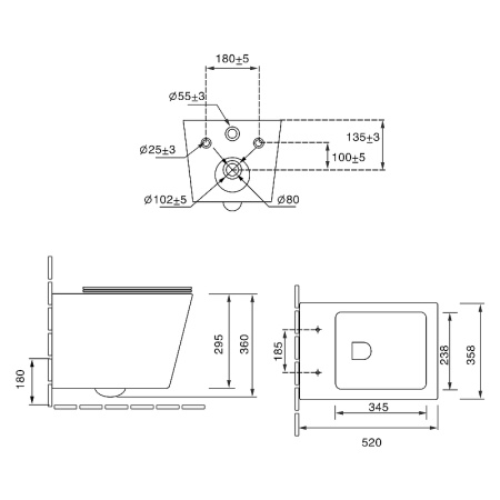 Унитаз подвесной безободковый SantiLine SL-5007DG