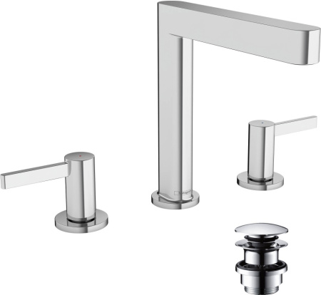 Смеситель для раковины на 3 отверстия с донным клапаном Push-Open Hansgrohe Finoris 76034000 хром