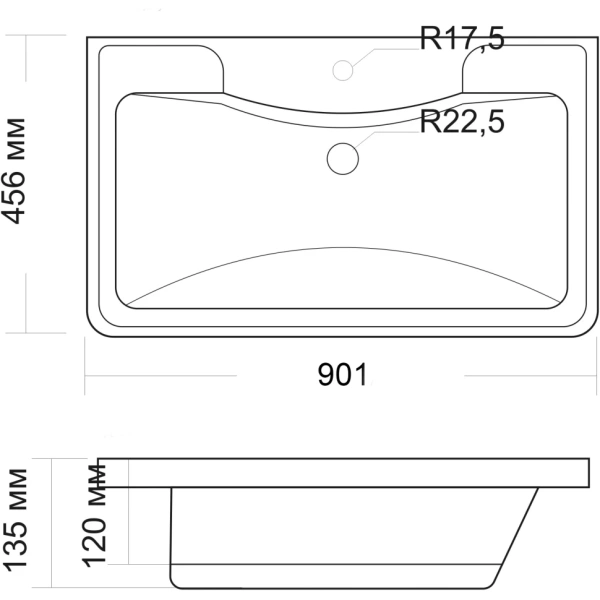 Раковина накладная (90х45) Grossman Адель 4627173210256, белый