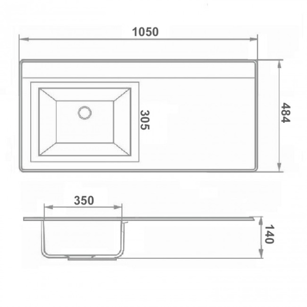 Раковина Runo мебельная Гамма 105 лайт правое крыло (00-00001119)