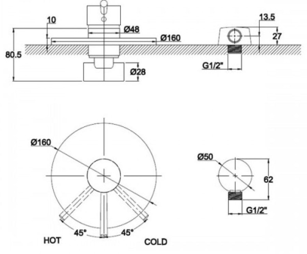 Смеситель для ванны KAISER Merkur (26017-1)