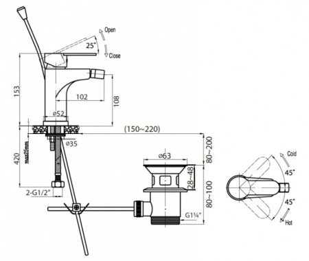 Смеситель для биде Cezares Laconico LACONICO-C-BS-BLC