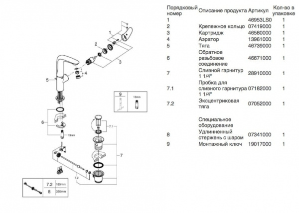 Смеситель однорычажный для раковины Grohe Eurostyle New 23718 LS3 (23718LS3) белая луна