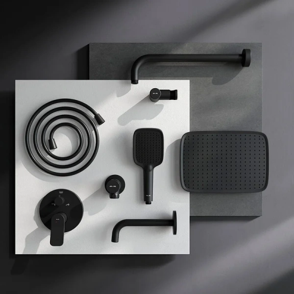 Душевой комплект с изливом Am.Pm X-Joy FB85A3RH42 черный матовый