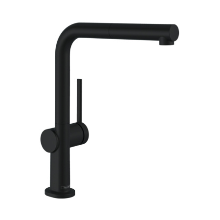 Смеситель для кухни с выдвижным изливом sBox Hansgrohe Talis M54 1jet 72809670 черный матовый