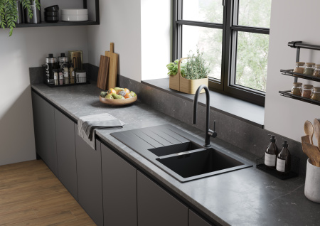 Смеситель для кухни с выдвижным изливом sBox Hansgrohe Talis M54 1jet 72803670 черный матовый