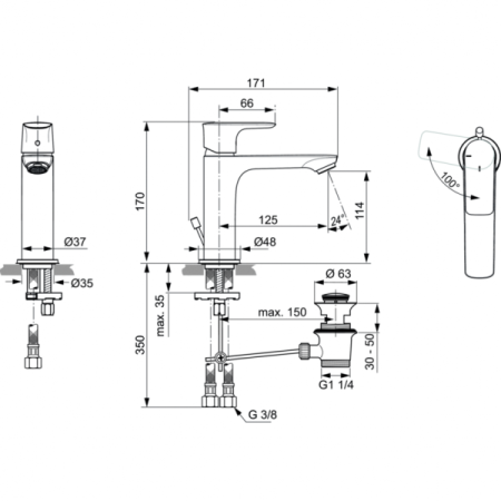 Смеситель для раковины Ideal Standard CONNECT AIR A7013AA, хром