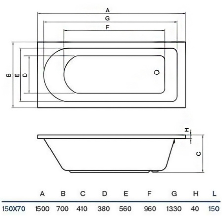Акриловая ванна Koller Pool Dakota 150x70 DAKOTA150X70