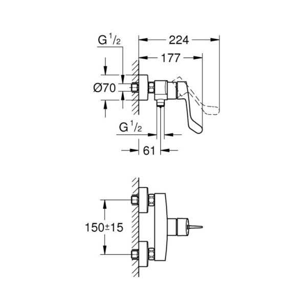 Смеситель для душа Grohe Eurosmart New 25244 003 (25244003) хром