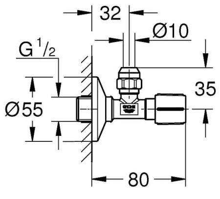 Угловой вентиль 1/2″ Grohe 22037BE0