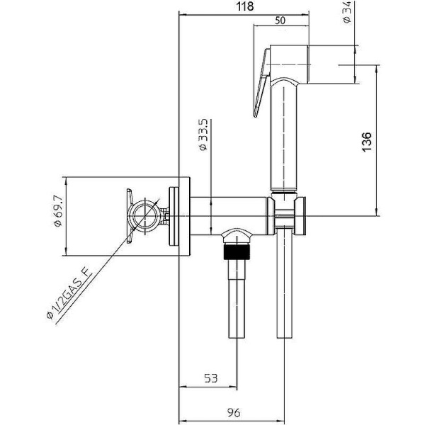 Смеситель с гигиеническим душем Bossini Paloma Brass E37007B.073 черный матовый