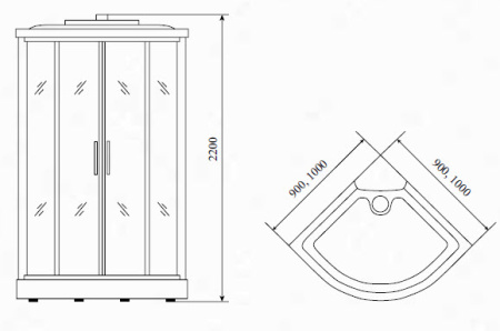 Душевая кабина (90х90) Timo Standart T-1109P