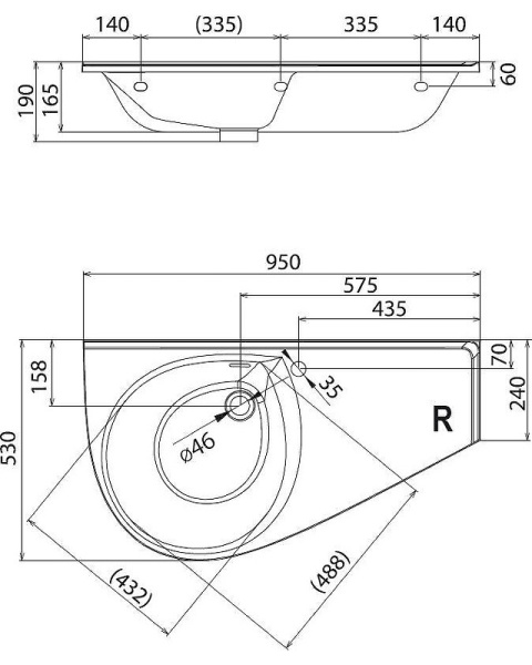 Раковина подвесная Ravak Avocado Comfort 95 P XJ9P1100000