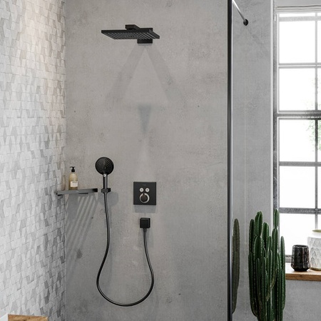 Верхний душ с кронштейном Hansgrohe Raindance E 300 AIR 1jet 26238340 шлифованный черный хром