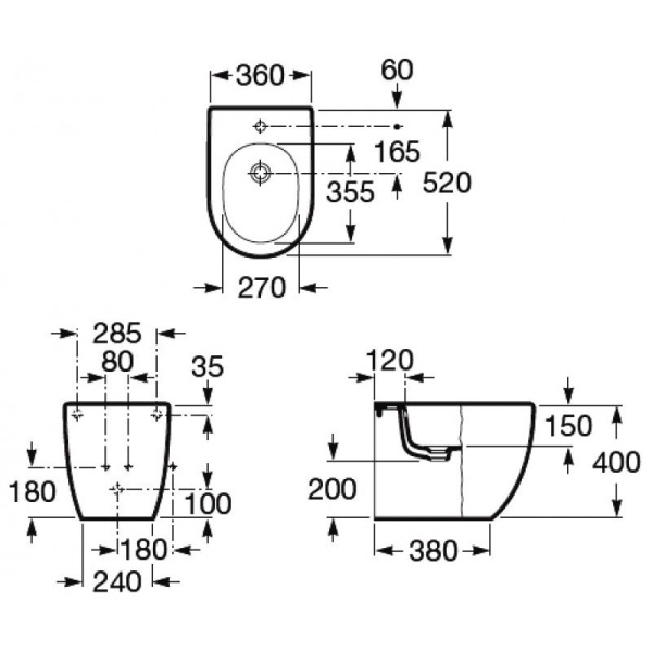 Биде напольное Roca Meridian N 7.3572.4.700.0