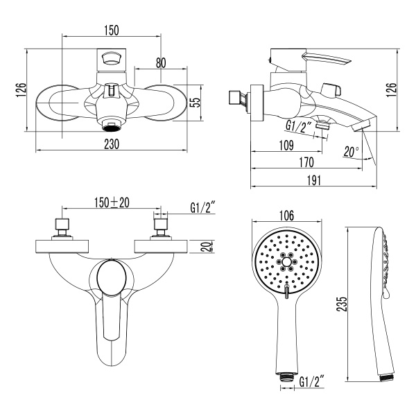 Смеситель для ванны Lemark Atlantiss (LM3254C)
