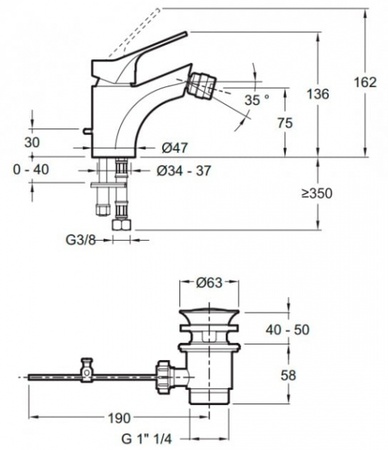 Смеситель для биде Jacob Delafon Brive E75763-CP