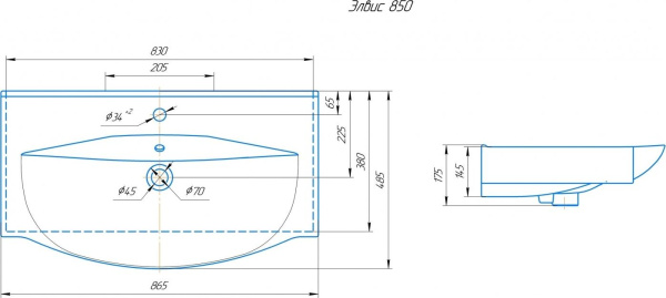 Раковина Misty Kirovit Элвис 85 4640021060780