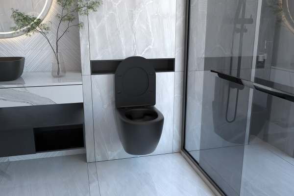 Унитаз ABBER BEQUEM AC1100MB подвесной черный матовый, безободковый