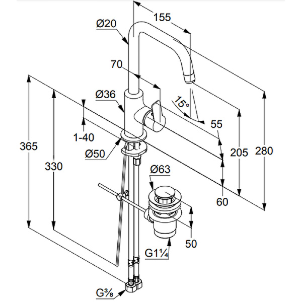 Смеситель для раковины Kludi Pure&Easy 370230565
