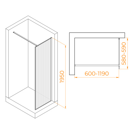 Душевая перегородка 60 см RGW WA-08B Walk In 06100806-154 прозрачное
