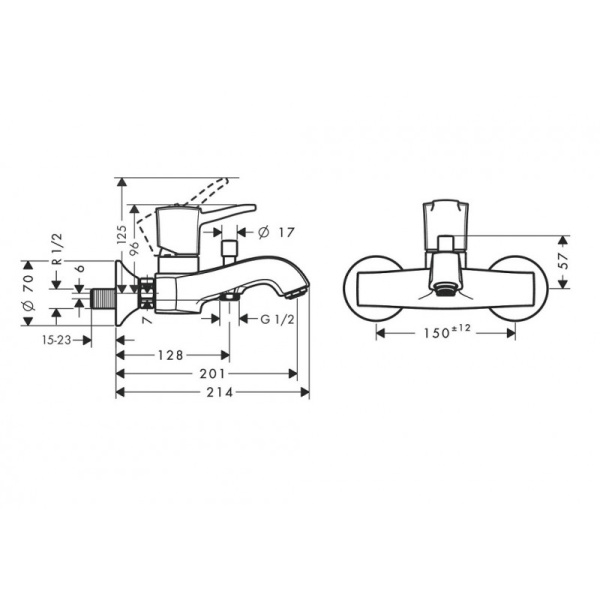 Смеситель для ванны Hansgrohe Metropol 31340090