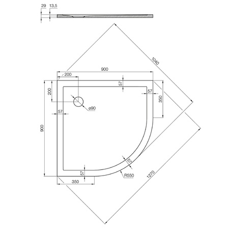 Душевой поддон (90х90) Aquaton Калифорния M 1A737836CA010