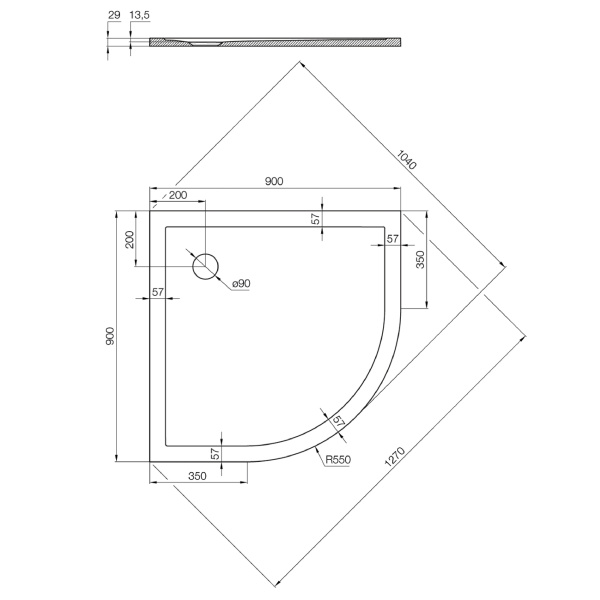 Душевой поддон (90х90) Aquaton Калифорния M 1A737836CA010