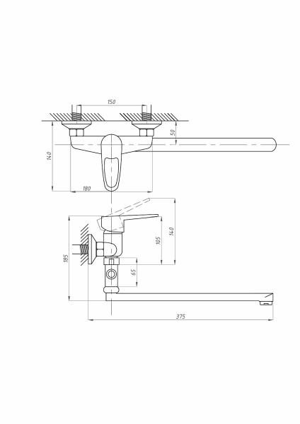 Смеситель для ванны ПСМ-Профсан ПСМ  PSM-523-84-ST