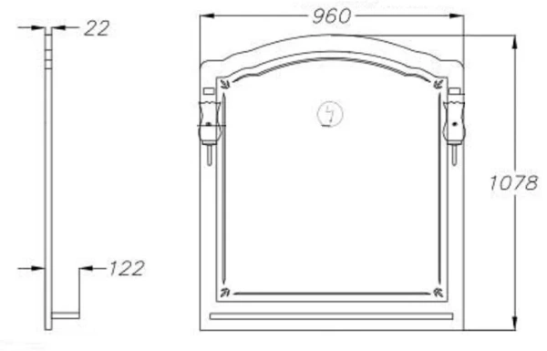 Зеркало Opadiris Лоренцо 100  00-00007041 светлый орех, с выключателем, без светильника