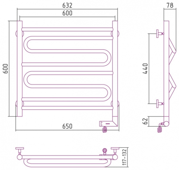 Полотенцесушитель Электрический Cунержа Элегия 2.0 Правый (600x600) Хром 00-5219-6060 Полотенцесушитель Электрический Cунержа Элегия 2.0 Правый (600x600) Хром 00-5219-6060