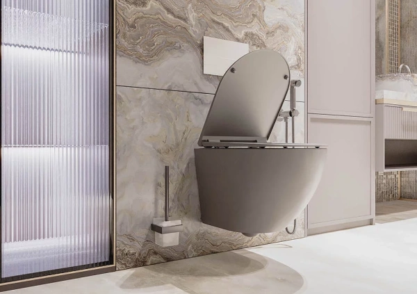 Унитаз подвесной безободковый Veconi Moro VMO-48TGrT с сиденьем микролифт, торнадо